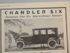 CHANDLER SIX DISPLAY SIGN 1919 VINTAGE MAGAZINE AD CUT SHEET MARVELOUS MOTOR CAR picture
