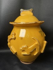 Carmel Ceramica Artisan Dog Treat Cookie Biscuit Jar-Made in Thailand-Whimsical picture