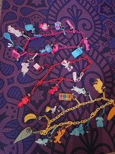 Three Vintage 80s Plastic Clip On Bell Charm Necklace  Rare  picture