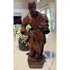 Paul G Blum Hand Carved Wood Statue Saint Joseph Carpenter Folk Art 2007 15.5in picture