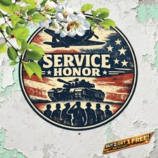 Veterans Military Tribute 8x8 Round Aluminum Metal Sign Wall Art picture