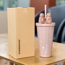 New Starbucks China 2025 Valentine's Day 19oz SS Straw Cup with Capybara Topper picture
