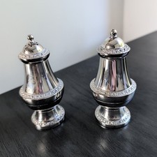Antique Ianthe Pair of Ornate Victorian Silver Plated Vintage Salt & Pepper Shak picture