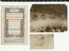 1911 Six Day Team Bicycle Race at Madison Square Garden Program, RPPC, and Photo picture