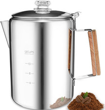 Camping Percolator Coffee Pot 12 Cup Stove Top Coffee Percolator Non Electric Co picture