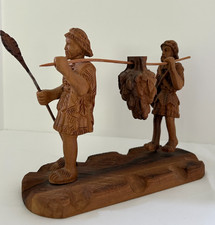 Vintage Olive Wood Joshua & Caleb Figurine 7 1/2 Tall Israel picture