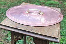 VINTAGE FRENCH OVAL COPPER PAN POT LID 12.25