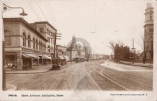Massachusetts Ave Arlington MA 1910s Stores Dentist Underwood RPPC Postcard COPY picture