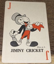 PINOCCHIO JIMINY CRICKET ROOKIE CARD 1939 WHITMAN DISNEY CARD GAME PLAYING CARD picture