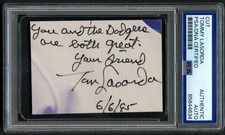 Tommy Lasorda d2001 signed autograph 2x3 Cut Dodgers Manager PSA Slabbed picture