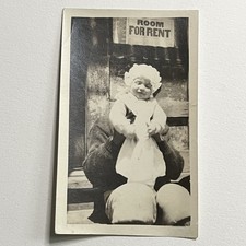 Antique Snapshot Photograph Adorable Baby Hidden Mother Sign For Rent Odd Unique picture