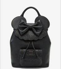 Minnie MouseLoungefly Disney Minnie Mouse Pebble Textured Black Mini Backpack picture