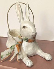 VTG Easter Retired Vickie Smyers Folk Art Rabbit Collectable White Bunny  picture