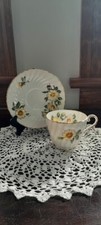 Vintage Aynsley Teacup & Saucer Swirl Body Yellow Wildflowers picture