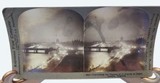 Antique 1902 Stereoview Overlooking Thames At 11 OClock At Night London England picture