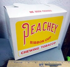 Vintage 1930s Peachey Ribbon Cut Chewing Tobacco store display carton, empty NEW picture