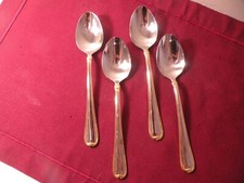 Set Of 4 Teaspoons Cambridge Allure Stainless Gold Accent 6 3/8
