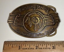 Running Strong Billy Mills 10K Gold Medal Belt Buckle picture