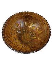 Vintage Imperial Open Rose Berry Bowl Carnival Glass Marigold picture