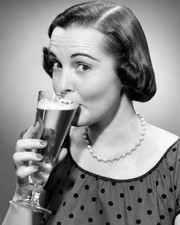 Novelty Americana Vintage Photo Reprint Beer Drinking 1950s Woman Bar Decor 8x10 picture