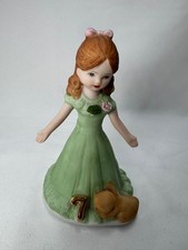 Enesco Growing Up Birthday Girls Age 7 Brunette Porcelain Figurine  picture