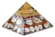Natural Orgone Laxmi Pyramid Crystal Natural Gomati Chakra with Shree Yantra picture