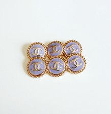 STAMPED lot of 6 Designer Purple and Gold Button 20mm picture