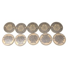Lot of 10x AA 24 Hour Recovery Coins Alcoholics Anonymous Serenity Prayer Bronze picture