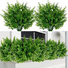 Sggvecsy Artificial Flowers 24 Bundles UV Resistant Boxwood Shrubs Eucalyptus picture