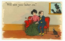 VTG-WILL SEE YOU LATER ON-COUPLE-PM1908-JULIUS BIEN 1907-COMIC-(115-30) picture