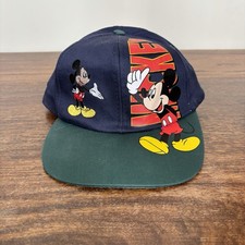 Vintage 1990's Disney Mickey Mouse Unlimited Snapback Hat Cap Blue/Green picture