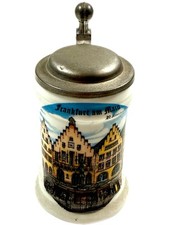 Vintage Burgwindheim TK West Germany 3” Porcelain Stein Pewter top Hand Made picture