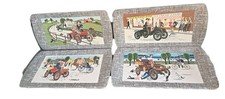 VINTAGE 1953 SET OF 4 KENTLEY ANTIQUE AUTO CAR SERVING TRAYS 8.5