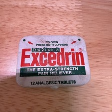 Vintage EXCEDRIN Extra Strength  PAIN RELIEVER Mini Tin  12 count Empty 1972 picture
