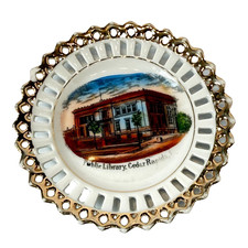 PUBLIC LIBRARY - CEDAR RAPIDS IA IOWA  Souvenir Porcelain Trinket CHINA PLATE picture