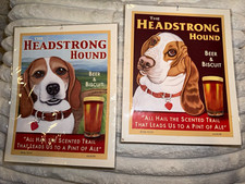 Retro Pets Krista Brooks Headstrong Hound Basset Beagle Beer & Biscuit Art Print picture