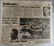 San Francisco Examiner 1983 Article George Lucas’s Skywalker Ranch CA Star Wars picture