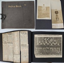 1930s antique WILBRAHAM ACADEMY ma THAYER HS SPORTS SCRAPBOOK with 2 PHOTOS picture