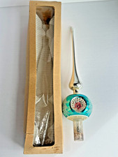 VTG Handblown Mercury Glass Triple Indent Tree Topper West Germany Orig Box 12