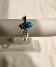 sterling silver ladies cuff bracelet with Kingman Blackweb turquois gem picture