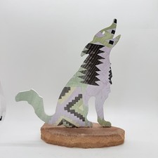 Coyote Lazart Enameled Metal Art Figurine Southwest Sandstone Large 9
