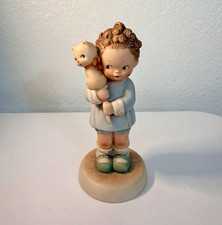Vintage 1987 Enesco Memories of Yesterday Hang On To Your Luck #114510 Girl Cat picture