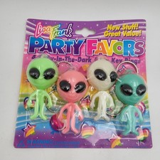 Vintage Lisa Frank Glow in the Dark Alien Key Rings-New Sealed picture