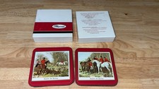 Vintage Pimpernel English Fox Hunting Coaster Horse Dog Scarlet Set of 6  picture
