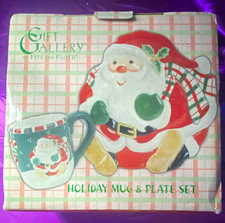 Gift Gallery by Fitz and Floyd Santa Ceramic Mug & Plate 2-Piece Set antique picture