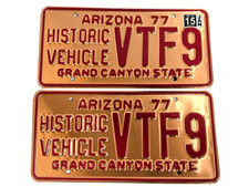 Beautiful Matching COPPER Set 1977 Arizona Historic License Plates Grand Canyon picture