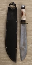JOHN NOWILL ENGLAND VINTAGE STAG LARGE HUNTING KNIFE WITH SHEATH RARE. picture