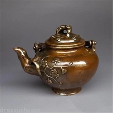 Chinese Copper Crafts Plum Blossom Teapot Antiques Miscellaneous Ornaments picture