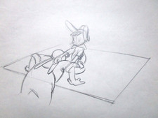 1940 PINOCCHIO GEPETTO RAFT WALT DISNEY ORIGINAL PRODUCTION cel DRAWING picture