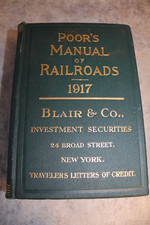 POOR'S MANUAL OF RAILROADS BLAIR & CO BOOK 1917 picture